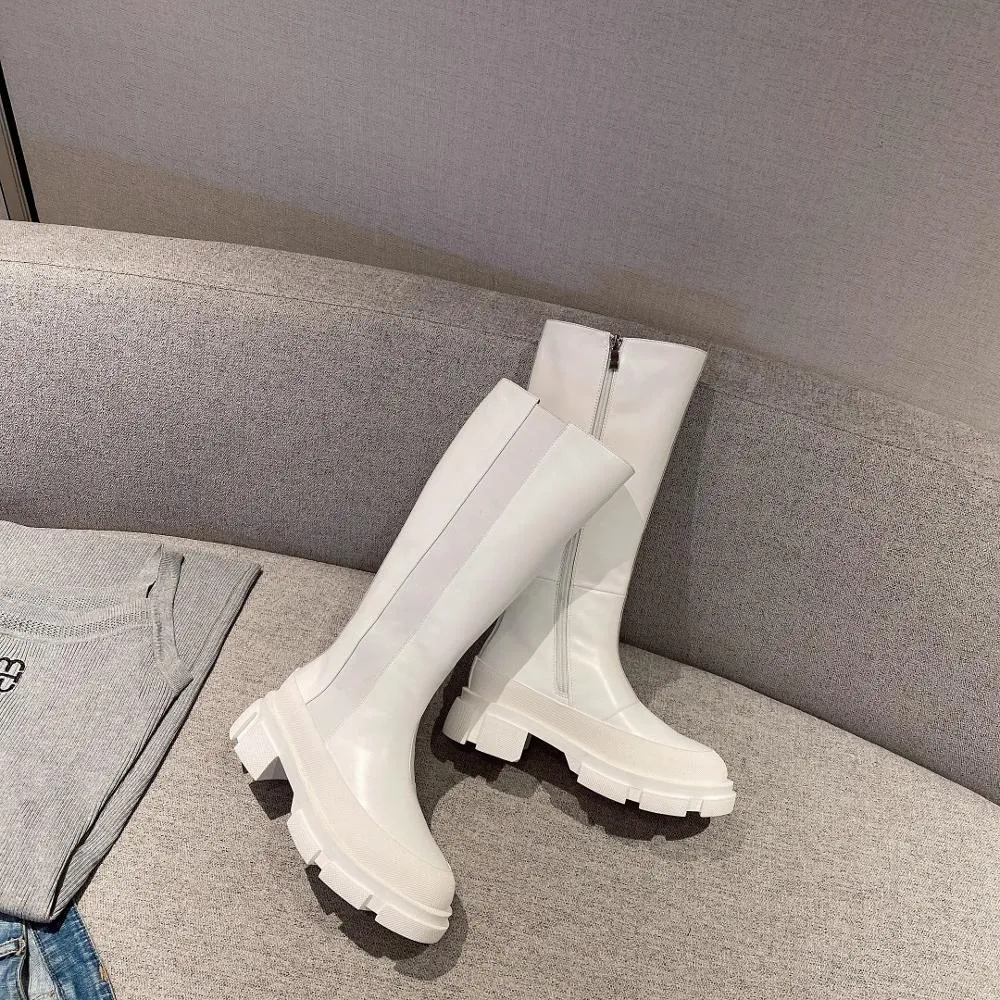 Thick Sole Platform Punk Boots Round Toe Ankle Boots