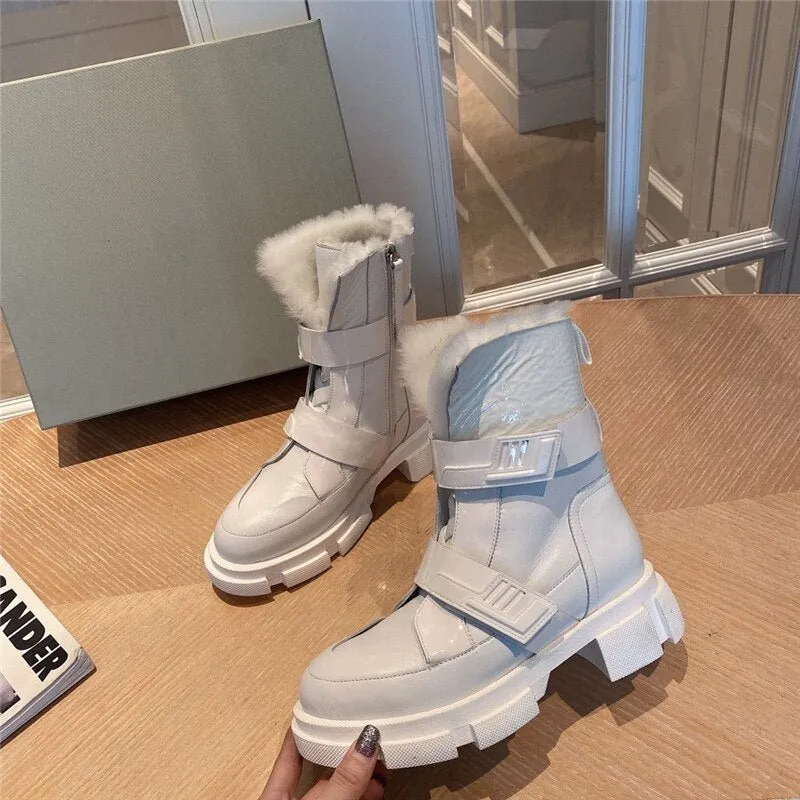 Thick Sole Platform Punk Boots Round Toe Ankle Boots