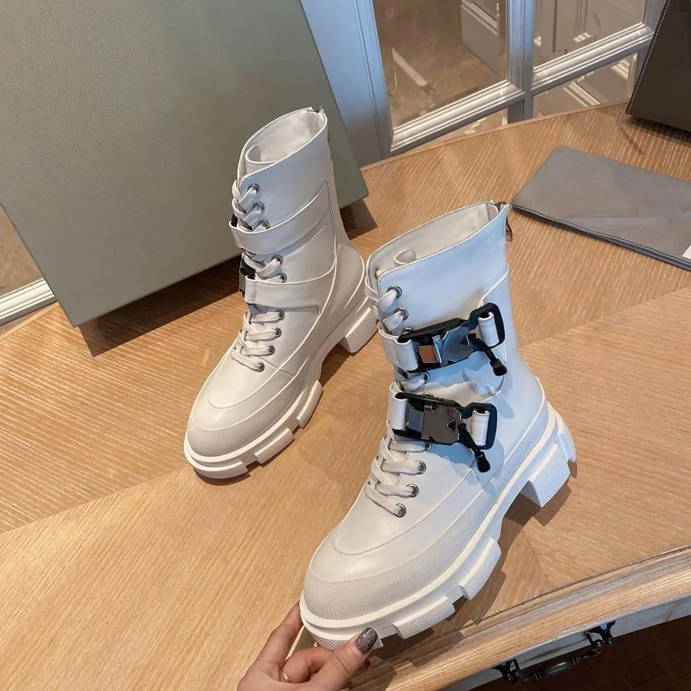 Thick Sole Platform Punk Boots Round Toe Ankle Boots