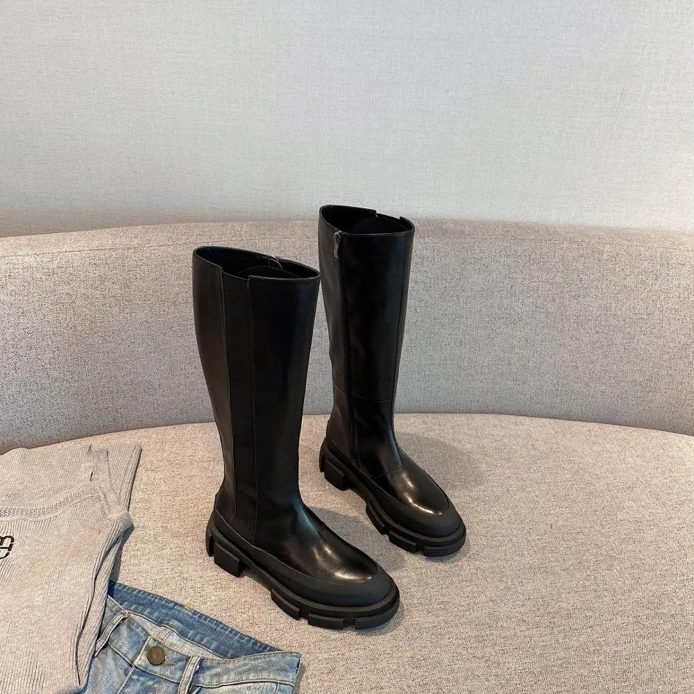 Thick Sole Platform Punk Boots Round Toe Ankle Boots