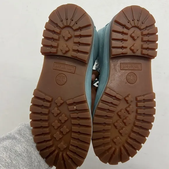 Timberland Boots , baby blue‎ with silver hardware