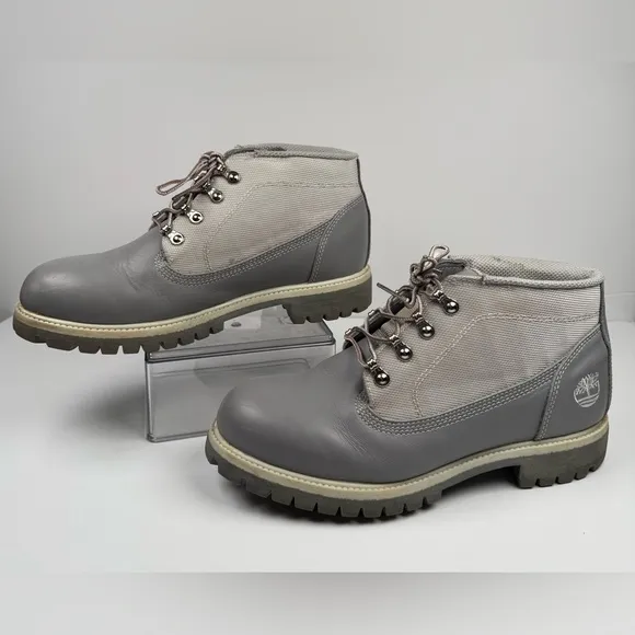 Timberland Boots Gray Silver Leather Lace Up Style 28008 7740 Mens Size 10M