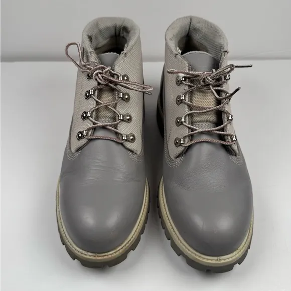Timberland Boots Gray Silver Leather Lace Up Style 28008 7740 Mens Size 10M