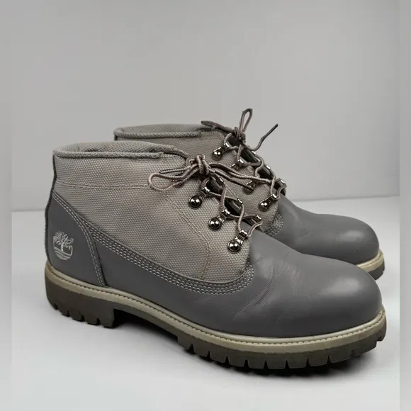 Timberland Boots Gray Silver Leather Lace Up Style 28008 7740 Mens Size 10M
