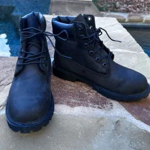 Timberland Boys junior Waterproof Boots Black Nubuck SZ 6.5