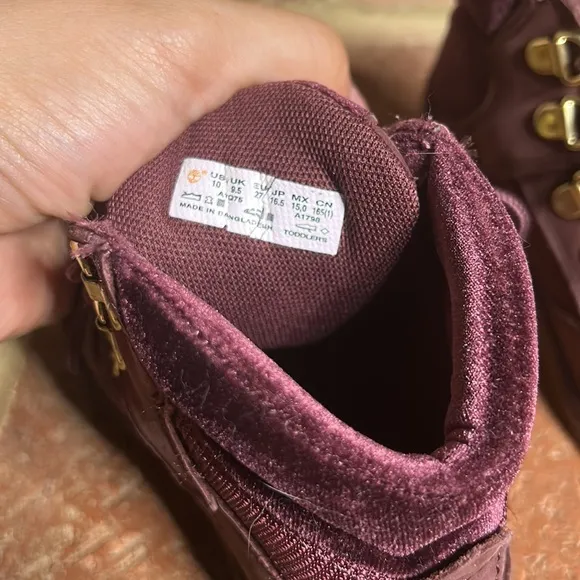 Timberland Burgundy / Purple Girl Toddler Size 10 Boots