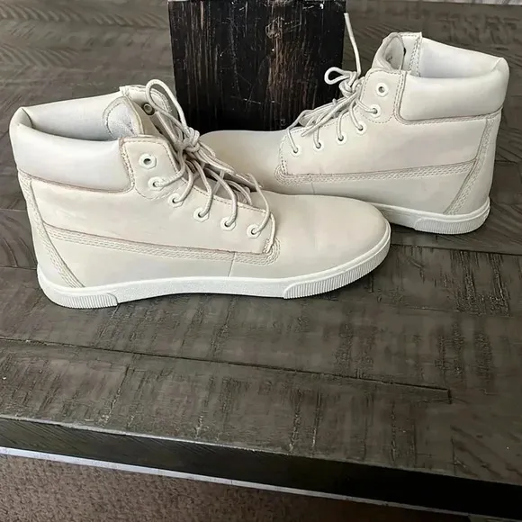 Timberland Girls Boots Off White Cream Lace Up