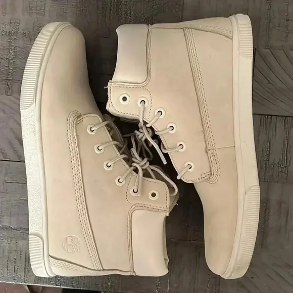 Timberland Girls Boots Off White Cream Lace Up
