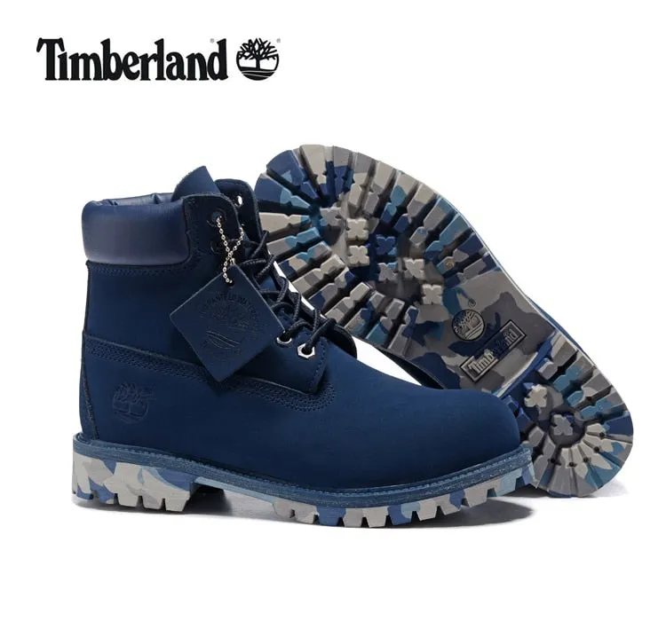 TIMBERLAND Hommes Brand New 10061 Camouflage Militaire En Plein Air Martin Bottes, Homme haut-haut En Cuir Cheville Bleu Foncé Chaussures Décontractées 40-45
