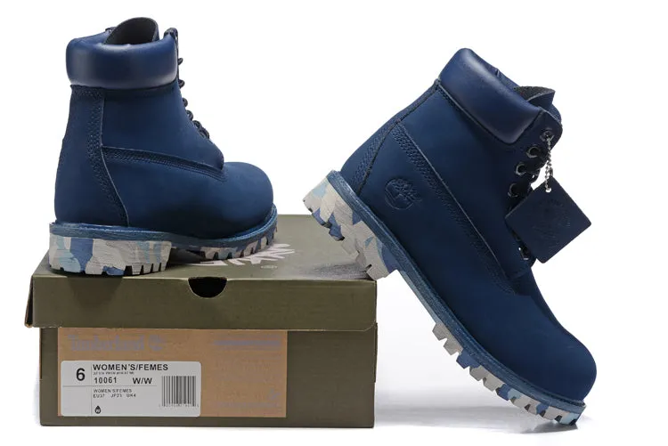TIMBERLAND Hommes Brand New 10061 Camouflage Militaire En Plein Air Martin Bottes, Homme haut-haut En Cuir Cheville Bleu Foncé Chaussures Décontractées 40-45