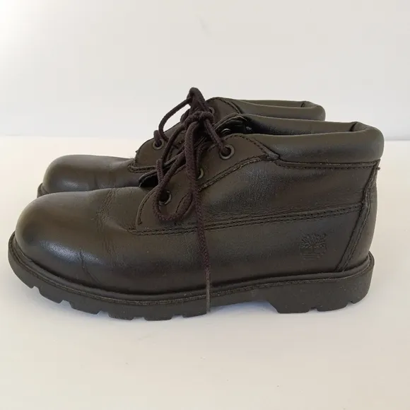 Timberland Kids Black Smooth Leather Boots Youth Size 12