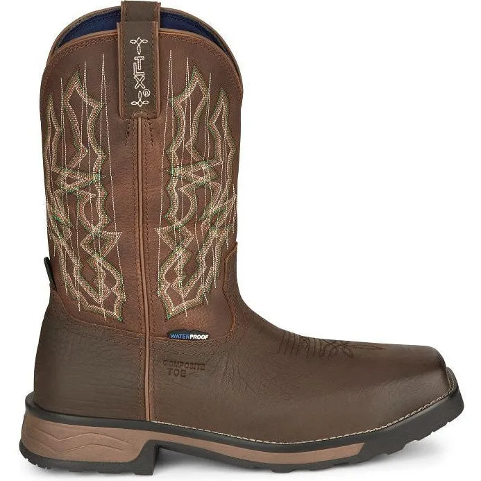 Tony Lama Men's Anchor 11' Comp Toe WP Western Work Boot -Brown- TW3415