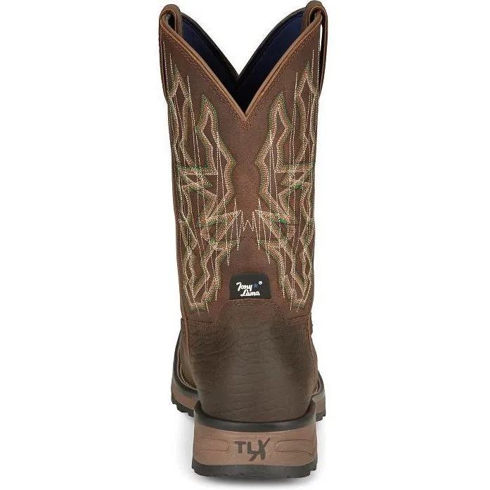 Tony Lama Men's Anchor 11' Comp Toe WP Western Work Boot -Brown- TW3415