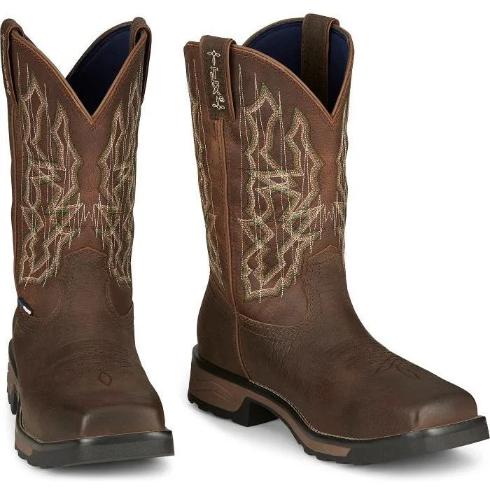 Tony Lama Men's Anchor 11' Comp Toe WP Western Work Boot -Brown- TW3415