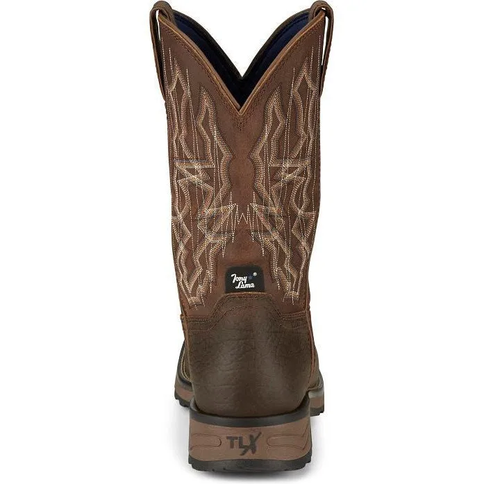 Tony Lama Men's Anchor 11' Square Toe WP Western Work Boot- Brown- TW3416