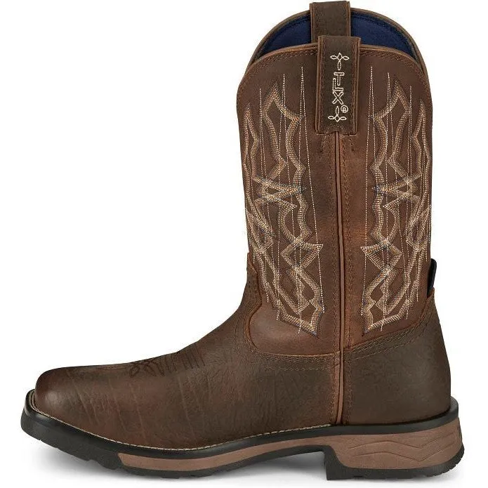 Tony Lama Men's Anchor 11' Square Toe WP Western Work Boot- Brown- TW3416