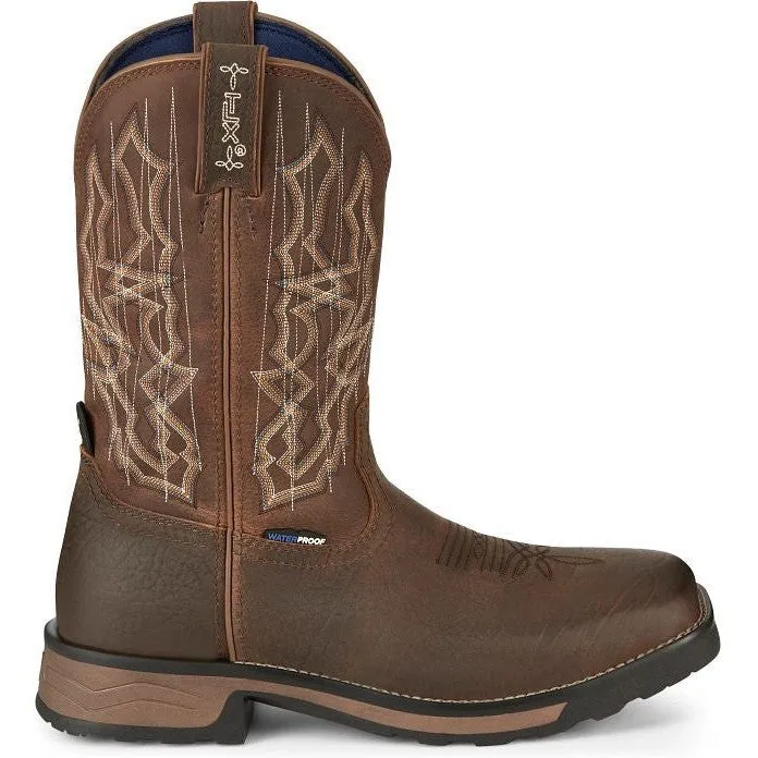 Tony Lama Men's Anchor 11' Square Toe WP Western Work Boot- Brown- TW3416