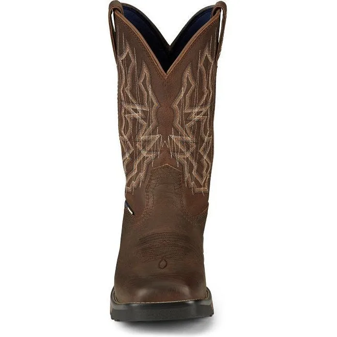 Tony Lama Men's Anchor 11' Square Toe WP Western Work Boot- Brown- TW3416