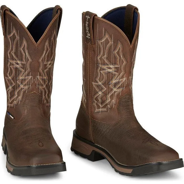 Tony Lama Men's Anchor 11' Square Toe WP Western Work Boot- Brown- TW3416