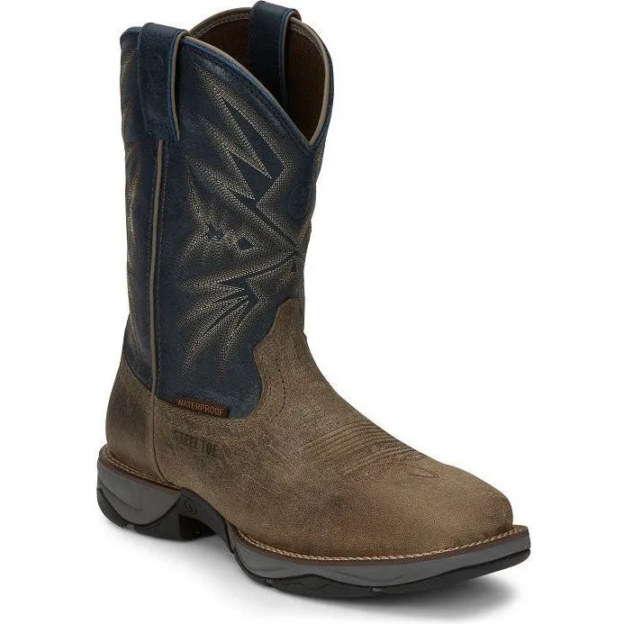 Tony Lama Men's Bartlett 11" Steel Toe Pull On Western Work Boot -Grey- RR3361