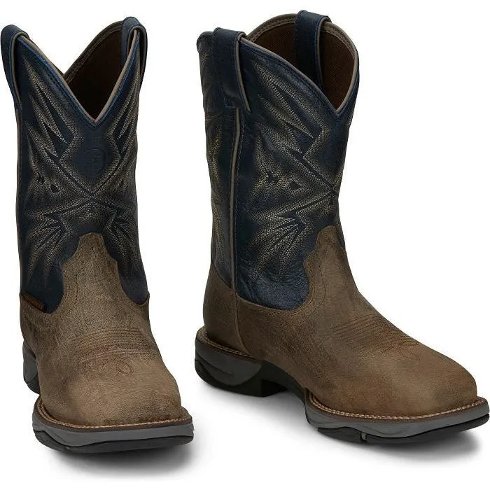 Tony Lama Men's Bartlett 11" Steel Toe Pull On Western Work Boot -Grey- RR3361