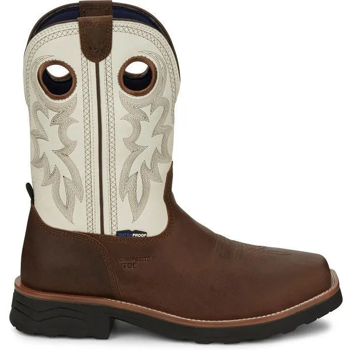 Tony Lama Men's Fireball 11" Comp Toe WP Western Work Boot- Brown- TW3302
