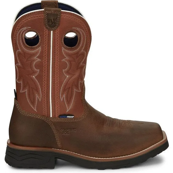 Tony Lama Men's Fireball 11" Comp Toe WP Western Work Boot- Tan- TW3300