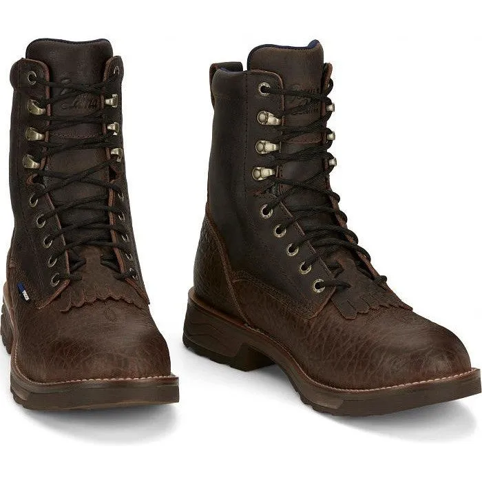 Tony Lama Men's High Plains 8" Comp Toe WP Western Work Boot - Brown - TW3431