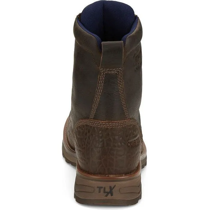 Tony Lama Men's High Plains 8" Comp Toe WP Western Work Boot - Brown - TW3431