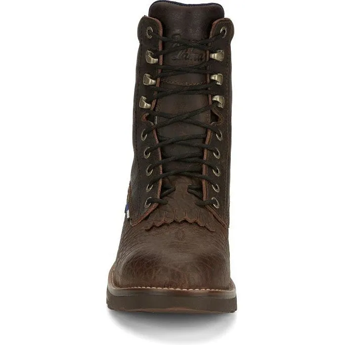 Tony Lama Men's High Plains 8" Comp Toe WP Western Work Boot - Brown - TW3431