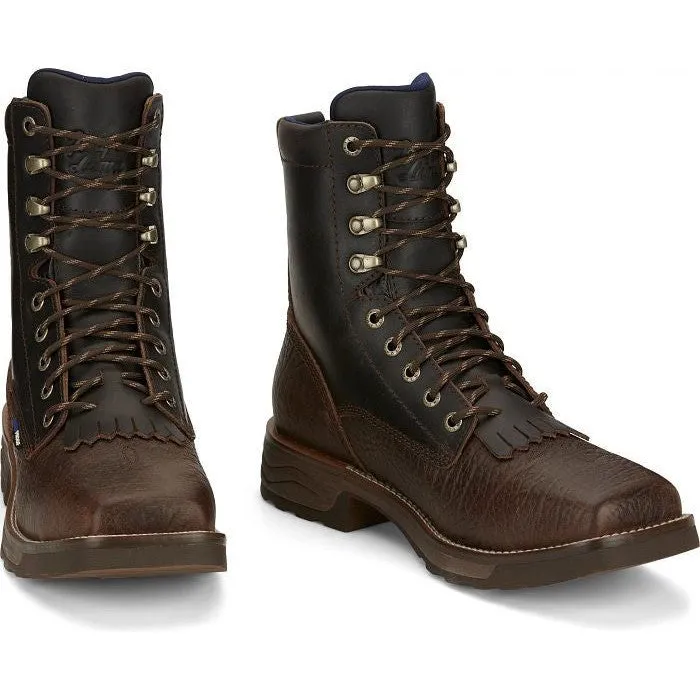 Tony Lama Men's High Range 8" Comp Toe WP Western Work Boot -Brown- TW3430