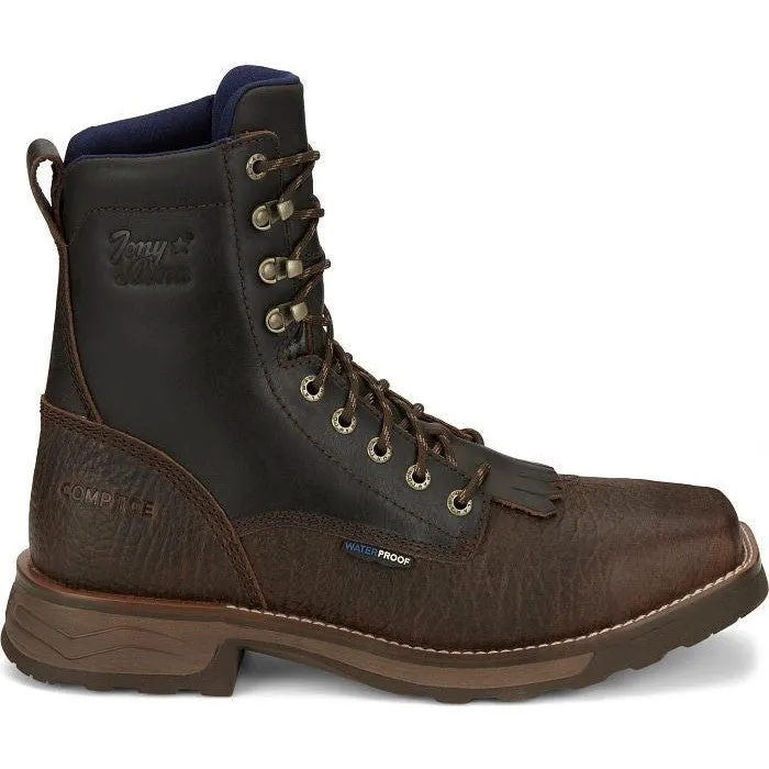 Tony Lama Men's High Range 8" Comp Toe WP Western Work Boot -Brown- TW3430