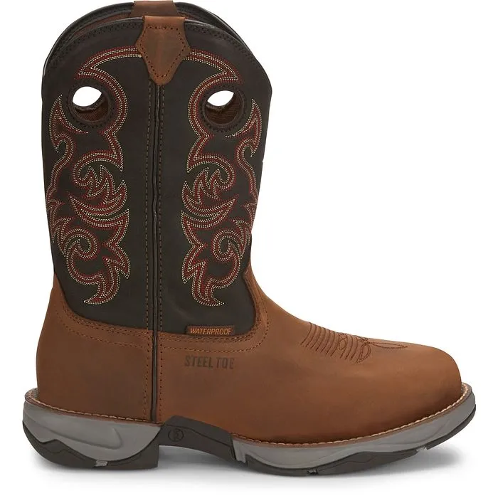 Tony Lama Men's Junction 11' Steel Toe WP Western Work Boot -Brown- RR3355