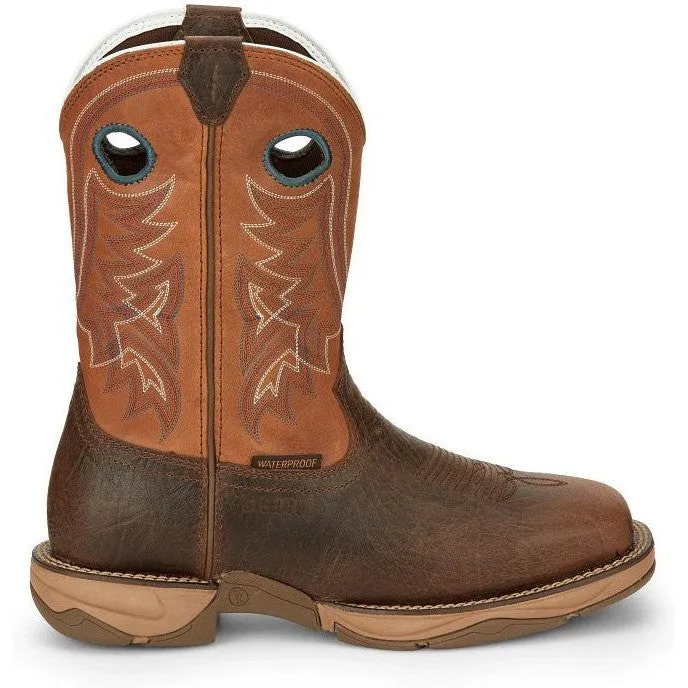 Tony Lama Men's Lopez 11" Steel Square Toe Waterproof Western Work Boot -Brown- RR3363