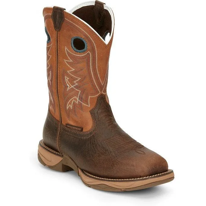Tony Lama Men's Lopez 11" Steel Square Toe Waterproof Western Work Boot -Brown- RR3363