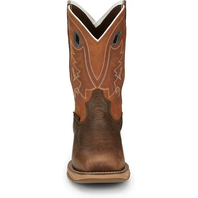 Tony Lama Men's Lopez 11" Steel Square Toe Waterproof Western Work Boot -Brown- RR3363