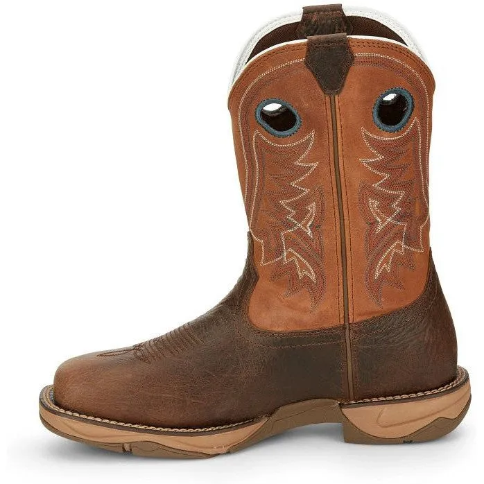 Tony Lama Men's Lopez 11" Steel Square Toe Waterproof Western Work Boot -Brown- RR3363