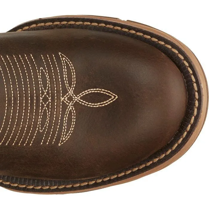 Tony Lama Men's Rasp 11" Wide Round Toe WP Western Work Boot- Brown- RR3362
