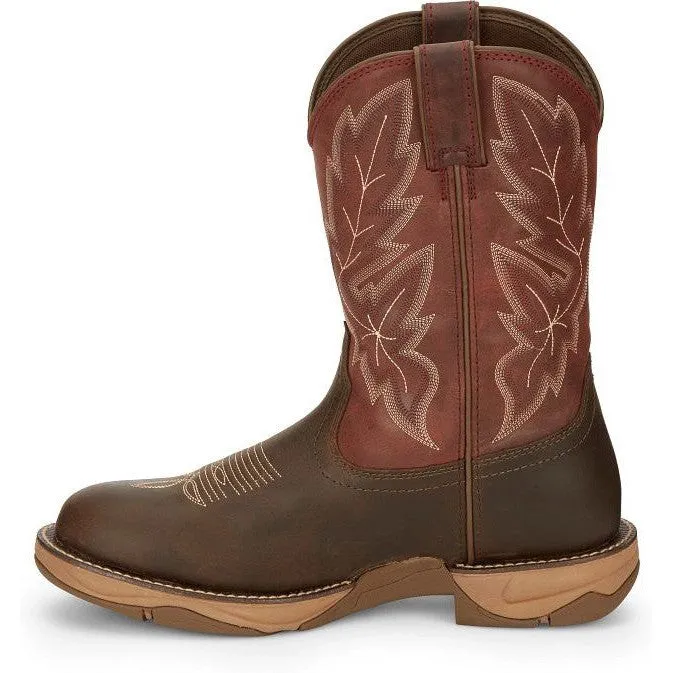Tony Lama Men's Rasp 11" Wide Round Toe WP Western Work Boot- Brown- RR3362