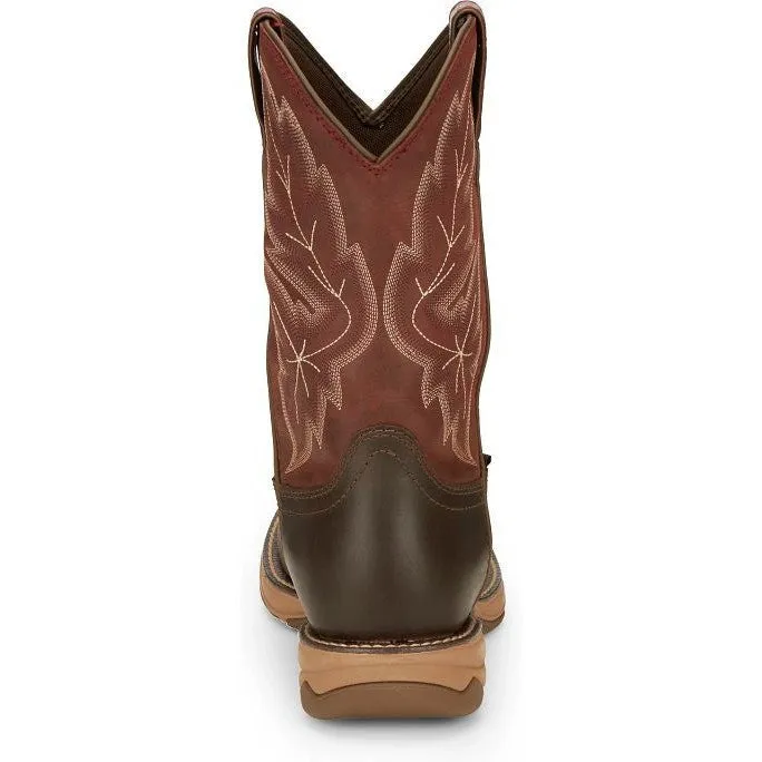 Tony Lama Men's Rasp 11" Wide Round Toe WP Western Work Boot- Brown- RR3362