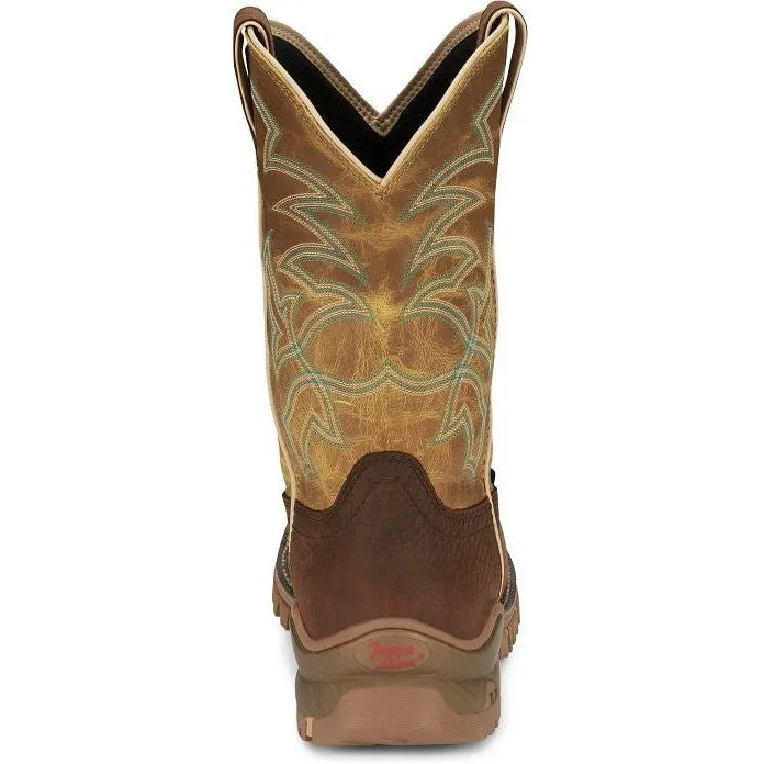 Tony Lama Men's Roustabout 11' Steel Toe WP Western Work Boot -Brown- TW5006