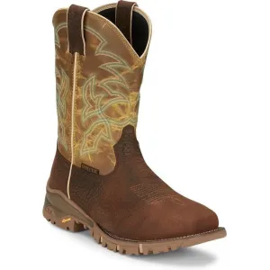 Tony Lama Men's Roustabout 11' Steel Toe WP Western Work Boot -Brown- TW5006