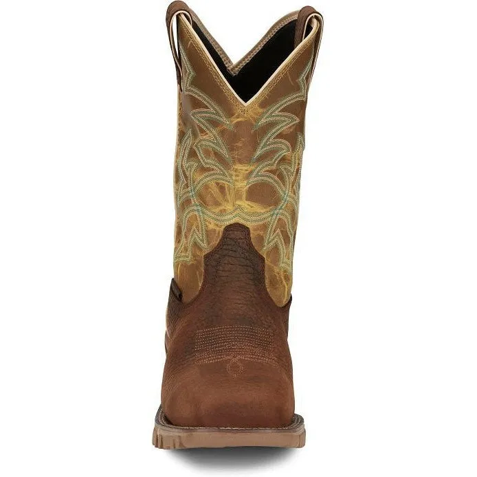 Tony Lama Men's Roustabout 11' Steel Toe WP Western Work Boot -Brown- TW5006