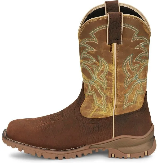 Tony Lama Men's Roustabout 11' Steel Toe WP Western Work Boot -Brown- TW5006