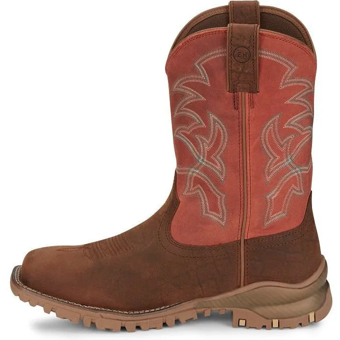 Tony Lama Men's Roustabout 11' Steel Toe WP Western Work Boot -Brown- TW5007
