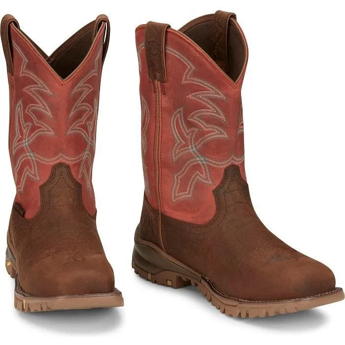 Tony Lama Men's Roustabout 11' Steel Toe WP Western Work Boot -Brown- TW5007