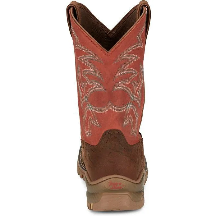Tony Lama Men's Roustabout 11' Steel Toe WP Western Work Boot -Brown- TW5007