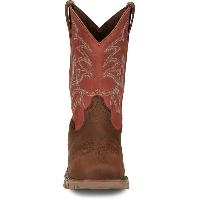 Tony Lama Men's Roustabout 11' Steel Toe WP Western Work Boot -Brown- TW5007