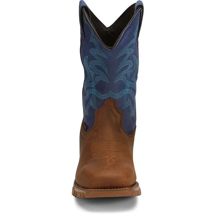 Tony Lama Men's Roustabout 11' Steel Toe WP Western Work Boot -Brown- TW5010
