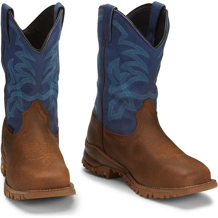 Tony Lama Men's Roustabout 11' Steel Toe WP Western Work Boot -Brown- TW5010
